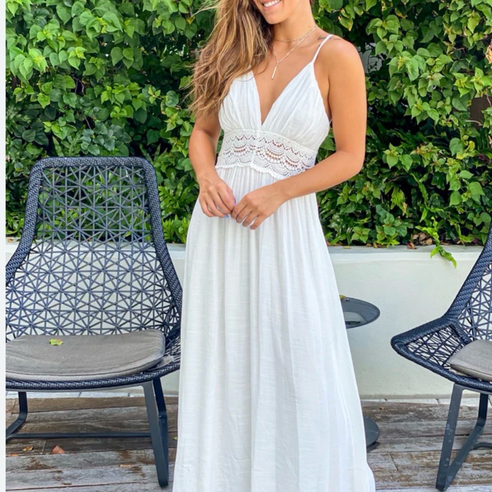 White Lace Halter Maxi Dress - Picture 8 of 8